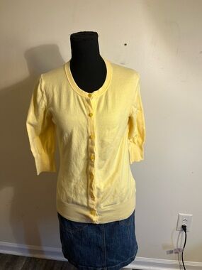 Merona Yellow Woman's Button-Front Sweater Cardigan